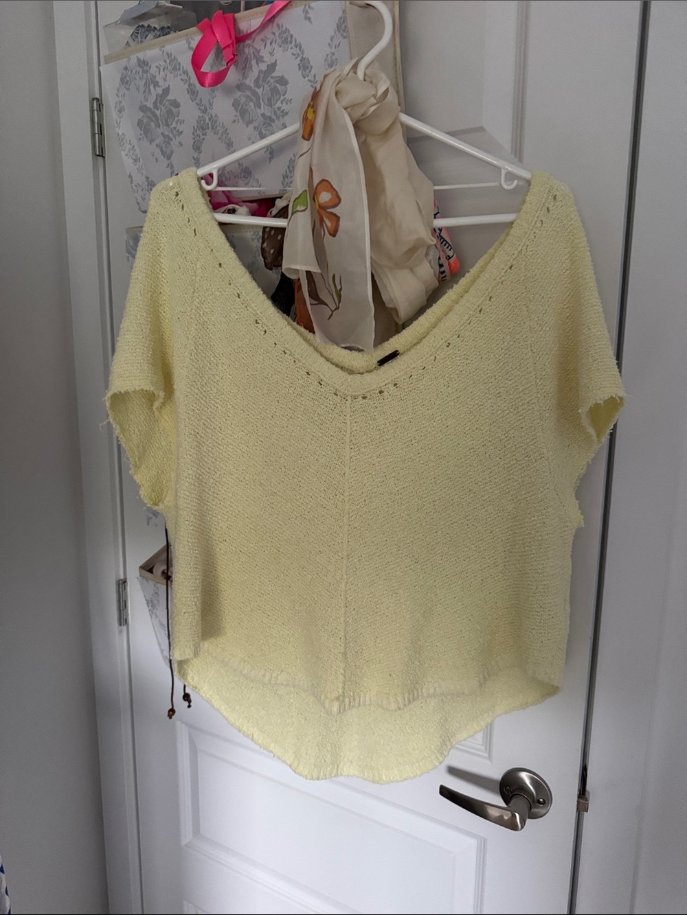 Free people cozy Light Yellow V-Neck Women's Sweater